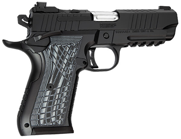 Kimber Mfg.,inc 3100017 KDS9C  9mm 10+1 4.09" KimPro Black Front and Rear Serrations Stainless Steel Slide Black Gray and Black Crosshatch Cut G-10 Grip — view 1