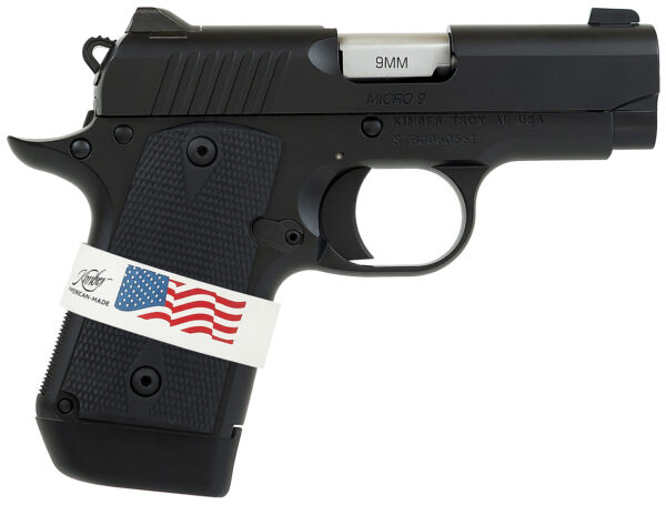 Kimber Mfg, Inc 3300244 Micro 9 Liberty Micro Frame 9mm Luger 7+1 3.15" Stainless Ramped Barrel, KimPro II Black Serrated Stainless Steel Slide, Kimpro II Black Aluminum Frame w/Beavertail — view 1