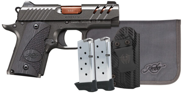 Kimber Mfg, Inc 3300254 Micro 9 Bundle 7+1 3.15" Rose Copper TiN Match Grade Barrel, KimPro II Gray Lightening Cut/Serrated Stainless Steel Slide, Kimpro II Gray Aluminum Frame, Black G10 Grip — view 1
