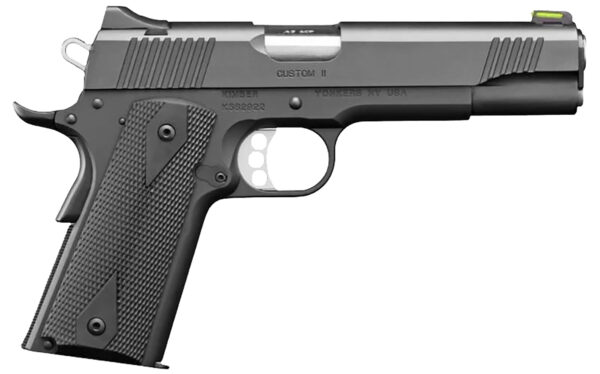 Kimber Mfg, Inc 3700549 Custom II  Full Size Frame 45 ACP 8+1 5" Stainless Match Grade Barrel, Matte Black Serrated Stainless Steel Slide, Matte Black Steel Frame w/Beavertail, Black Hogue Rubber Grip — view 1
