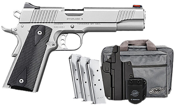 Kimber Mfg.,inc 3200007 Stainless II Club Bundle 45ACP 7+1 5" Satin Silver Front Serrations Stainless Steel Slide Black Synthetic Grip — view 1