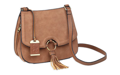 BULLDOG CROSS BODY PURSE CAMEL SUEDE — view 1