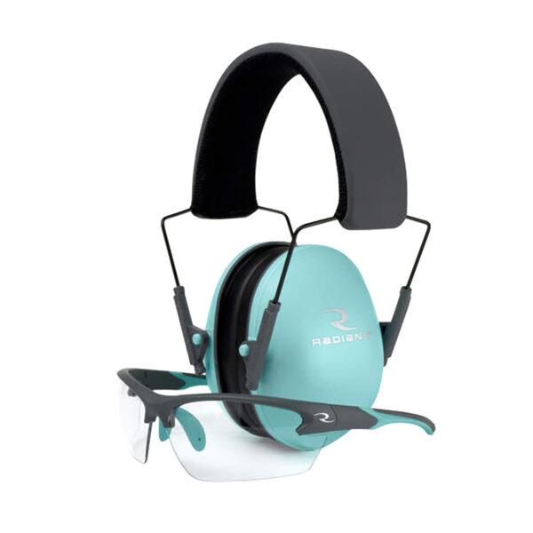 Radians LS0820CKCS G4 Junior Shooting Glasses Youth Clear Lens Charcoal Gray with Aqua Accents Frame — view 1