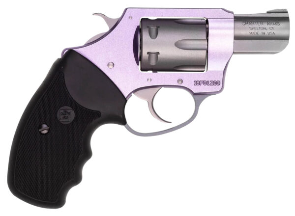 Charter Arms 52240 Pathfinder Lite Lavender Lady Small 22 LR, 8 Shot, 2" Matte Stainless Steel Barrel & Cylinder, Lavender Aluminum Frame w/Black Finger Grooved Rubber Grip, Exposed Hammer — view 1
