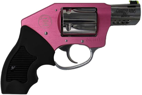 Charter Arms 53812 Off Duty Coyote 380 ACP 5rd 2" Stainless Ported Barrel, High Polished Cylinder, Pink Aluminum Frame, Black Finger Grooved Rubber Grip, Concealed Hammer — view 1