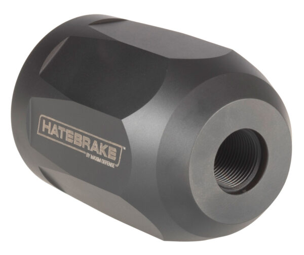 Maxim Defense MXM47707 Hate Brake  Black DLC 17-4 Stainless Steel with 1/2"-28 tpi Threads, 2.40" OAL, 1.50" Diameter & Octagon Shape for 5.56x45mm NATO — view 1