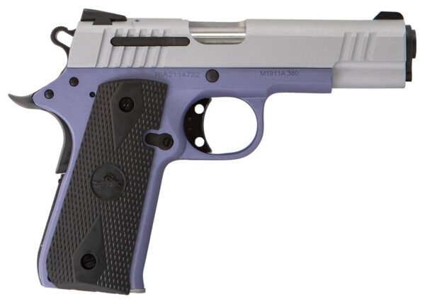 Citadel CIT380OLALA M1911 Baby Compact Frame 380 ACP 7+1, 3.75" Stainless Steel Barrel, Silver Serrated Steel Slide, Crushed Orchard Cerakote Aluminum Frame w/Beavertail, Ambidextrous — view 1
