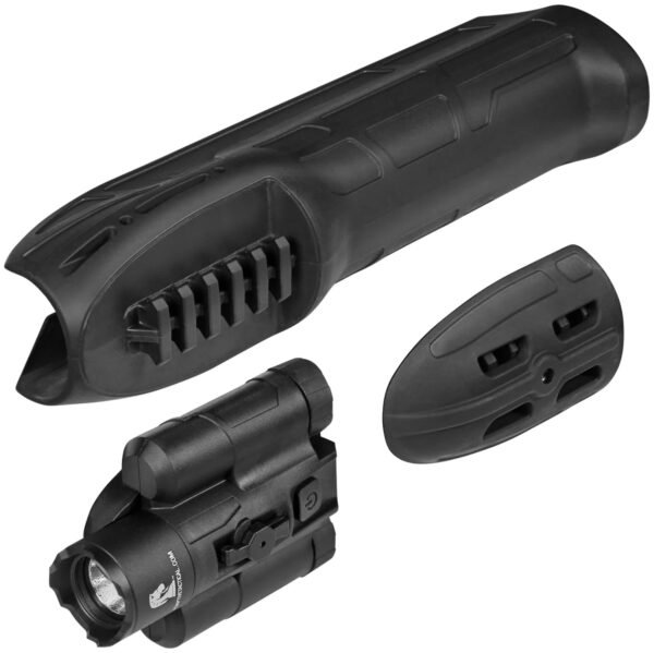 ADAPTIVE TACTICAL AT02901 EX Performance Forend with 300 Lumen Flashlight, Black Polymer, Concealed 2" Picatinny, Fits Most Mossberg 500/590/Maverick 88 — view 1