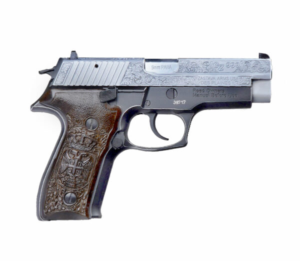 ZAS CZ999 9MM CHROME HAND ENGRAVED & CASE TOO — view 1