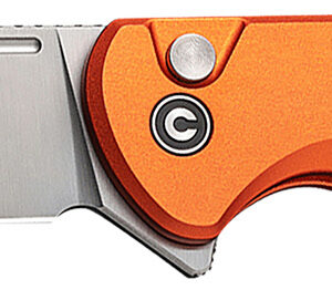 Civivi Knives C20022B-2 Chevalier II  EDC 3.47" Folding Sheepsfoot Plain Satin 14C28N Steel Blade, Orange Aluminum Handle