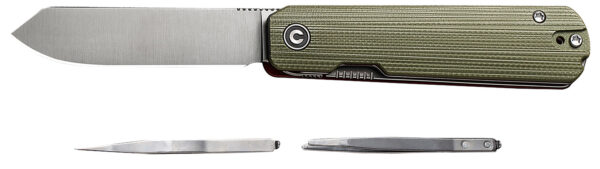Civivi Knives C21004B-1 Sendy  2.83" Folding Spey Point Plain Satin Nitro-V Steel Blade. Green Textured G10 Handle — view 1