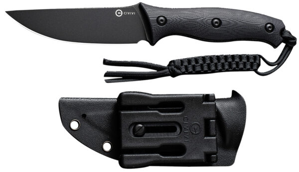 Civivi Knives C23041-1 Stormridge  3.92" Fixed Straight Back Plain Black Stonewashed Nitro-V Steel Blade, Black Textured G10 Handle — view 1