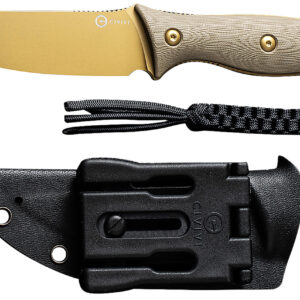 Civivi Knives C23041-2 Stormridge  3.92" Fixed Straight Back Plain Desert Tan Stonewashed Nitro-V Steel Blade, Tan Textured G10 Handle