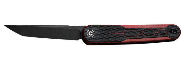 Civivi Knives C23015-1 KwaiQ  2.97" Folding Plain Black Stonewashed Nitro-V Steel Blade, Black/Burgundy Textured G10 Handle — view 1
