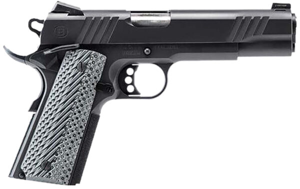 Bersa B19117050BBBB B1911 Onyx Full Size Frame 45 ACP 8+1 5" Stainless Steel Barrel, Black Serrated Steel Slide, Black Stainless Steel Frame w/Beavertail, Gray VZ Grip, Ambidextrous — view 1
