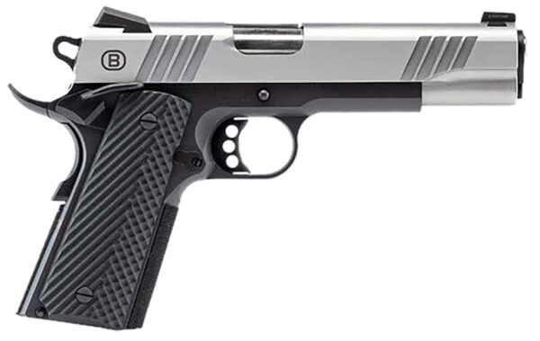 Bersa B19117050SBBK B1911  Full Size Frame 45 ACP 8+1 5" Stainless Steel Barrel, Stainless Serrated Steel Slide, Black Stainless Steel Frame w/Beavertail, Black VZ Grip, Ambidextrous — view 1