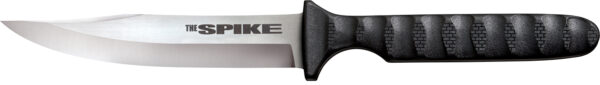 Cold Steel CS-53NBS Spike  4" Fixed Bowie Plain 4116 Stainless Steel Blade/Black Scalloped Griv-Ex Handle Includes Sheath — view 1