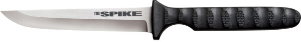 Cold Steel CS-53NCC Spike  4" Fixed Drop Point Plain Cryo 4116 SS Blade/Black Scalloped Griv-Ex Handle Includes Bead Chain Lanyard/Sheath — view 1