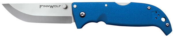 Cold Steel CS20NPG Finn Wolf 3.50" Folding Straight Back Plain Satin Polished AUS-8A SS Blade/Blue Griv-Ex Handle Includes Pocket Clip — view 1