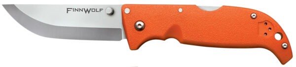 Cold Steel CS20NPJ Finn Wolf 3.50" Folding Straight Back Plain Satin Polished AUS-8A SS Blade/Blaze Orange Griv-Ex Handle Includes Pocket Clip — view 1