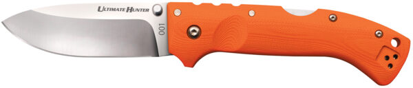 Cold Steel CS30URY Ultimate Hunter  3.50" Folding Drop Point Plain American S35VN Blade/5" Orange G10 Handle Includes Belt Clip — view 1