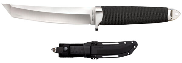 Cold Steel CS-35AB San Mai Master 6" Fixed Tanto Plain Satin VG-10 San Mai Blade/Black Textured/Oval Kray-Ex Handle Includes Sheath — view 1