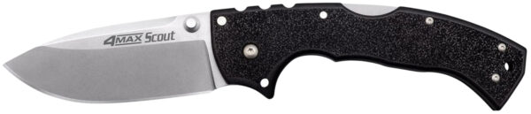 Cold Steel CS62RQ 4-Max Scout 4" Folding Plain Stone Washed Japanese AUS-10A SS Blade/ Black Griv-Ex Handle Includes Pocket Clip — view 1
