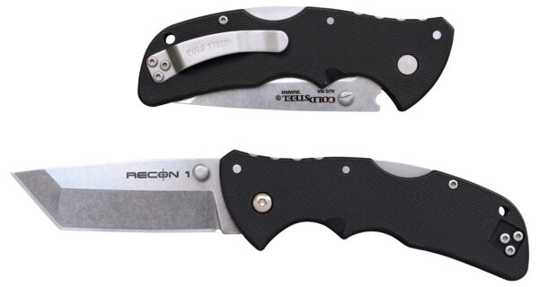 Cold Steel CS27BAT Recon 1 Mini 3" Folding Tanto Plain Stonewashed AUS-10A SS Blade/ Black Textured GRN Handle — view 1