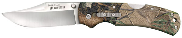 Cold Steel CS23JE Double Safe Hunter 3.50" Folding Clip Point Plain Satin 8Cr13MoV SS Blade/ Camo GFN Handle Includes Pocket Clip — view 1