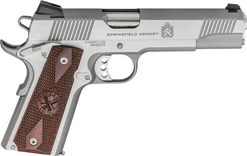 SPRINGFIELD 1911 LOADED 45ACP - 5" 7RD SS/WOOD GRIPS CA COMP — view 1