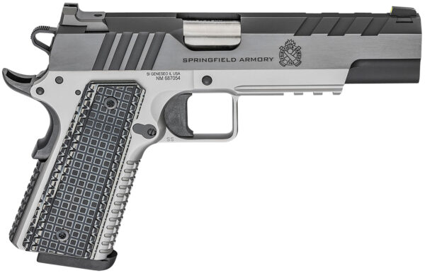 Springfield Armory PX9219L 1911 Emissary 9mm Luger 5" 9+1 Stainless Steel Frame Blued Carbon Steel with Tri-Top Cut Slide Black VZ Thin-Line G10 Grip Fiber Optic Front Sight Includes 2 Mags — view 1