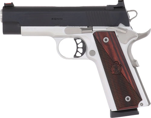 SPRINGFIELD 1911 RONIN 9MM 4" - 10RD SS/BLUED WOOD GRIPS — view 1