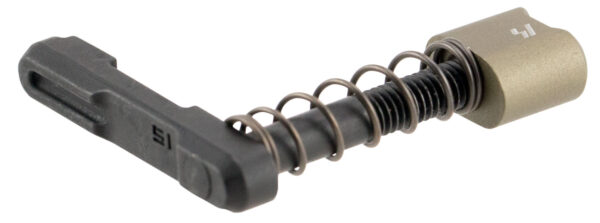 Strike Industries ARSMCFDE Magazine Catch  made of Black Steel with Flat Dark Earth 6061-T6 Aluminum Release Button for AR-Platform — view 1