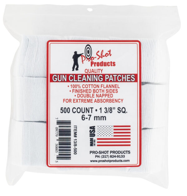 Pro-Shot 138500 Cleaning Patches  6mm/7mm 1.38" Cotton Flannel 500 Per Pkg — view 1