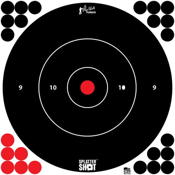 Pro-Shot 12BWHTETG12P SplatterShot  12" Bullseye Hanging Tagboard Black/Red Impact Enhancement White 12 PK — view 1