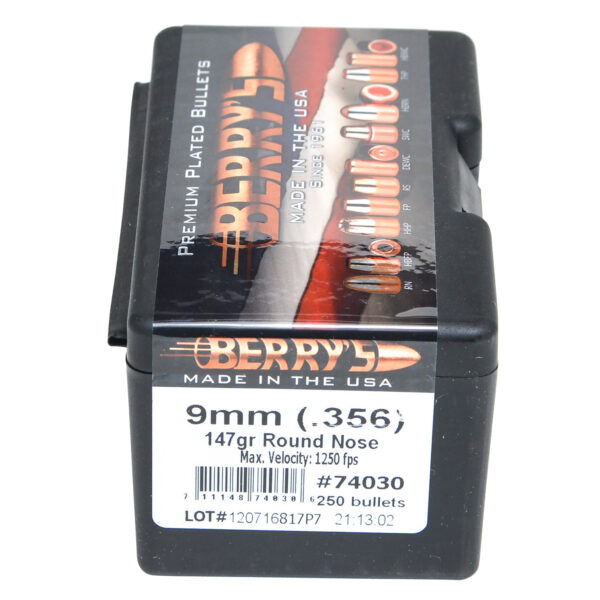 Berry's 74030 Superior Pistol 9mm/356 147gr Round Nose 250/Box — view 1