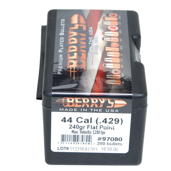 Berry's 97080 Superior Pistol 44Cal 240gr Flat Point 200/Box — view 1