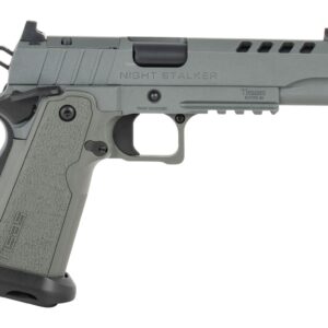 Tisas Arms 12500006 1911 Night Stalker 9mm Luger 17+1 5.30" Threaded Barrel, Gray Cerakote Carbon Steel Optic Cut/Serrated Slide & Frame w/Picatinny Rail, Polymer Grip