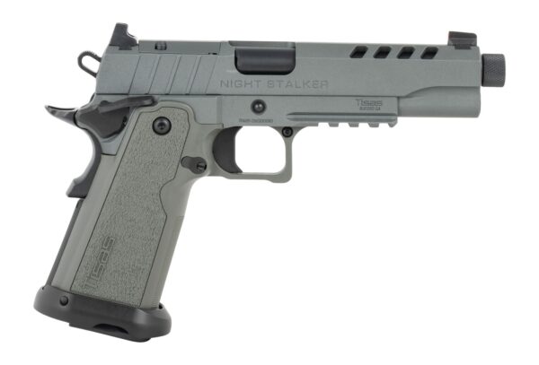 Tisas Arms 12500006 1911 Night Stalker 9mm Luger 17+1 5.30" Threaded Barrel, Gray Cerakote Carbon Steel Optic Cut/Serrated Slide & Frame w/Picatinny Rail, Polymer Grip — view 1