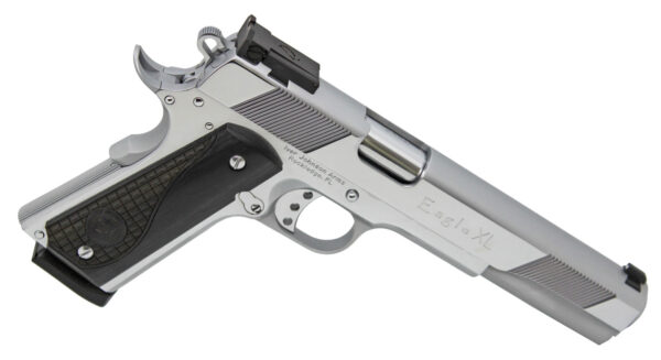 Iver Johnson Arms EAGLEXLC45 Eagle XL  45 ACP 8+1 6" Steel Barrel, Bright Chrome High Polished Long/Serrated Steel Slide & Frame w/Beavertail, Diamondwood Walnut w/Integrated Logo Grip, Right Hand — view 1