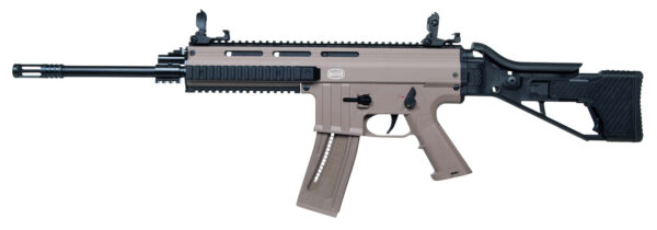 Mauser Rimfire 4150014 M-15  22 LR 22+1 16.50" Barrel w/Flash Hider, Steel Receiver w/Tan Finish, Flip Up Front & Rear Sights, Side Folding Stock w/Adjustable Cheekrest, Manual Thumb Safety — view 1