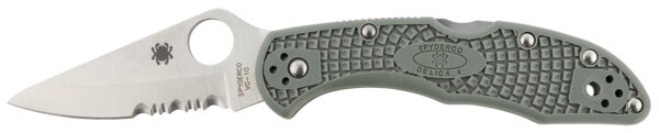Spyderco C33PSFG Delica 4 Lightweight 2.88" Folding Drop Point Part Serrated VG-10 SS Blade Foliage Green Bi-Directional Texturing FRN Handle Includes Pocket Clip — view 1