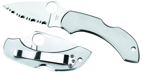 Spyderco C28P Dragonfly 2  2.31" Folding Clip Point Serrated VG-10 SS Blade Stainless Steel Handle Includes Pocket Clip — view 1