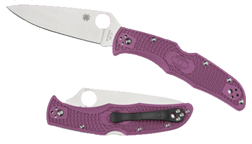 Spyderco C10FPPR Endura 4 Lightweight 3.75" Folding Clip Point Plain VG-10 SS Blade Purple Bi-Directional Texturing FRN Handle Includes Pocket Clip — view 1