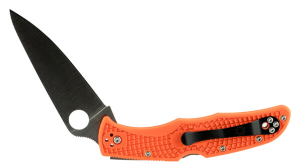 Spyderco C10FPOR Endura 4 Lightweight 3.75" Folding Clip Point Plain VG-10 SS Blade Orange Bi-Directional Texturing FRN Handle Includes Pocket Clip — view 1