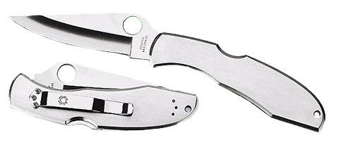 Spyderco C10S Endura 4  3.85" Folding Clip Point Part Serrated VG-10 SS Blade Satin Stainless Steel Handle Includes Pocket Clip — view 1