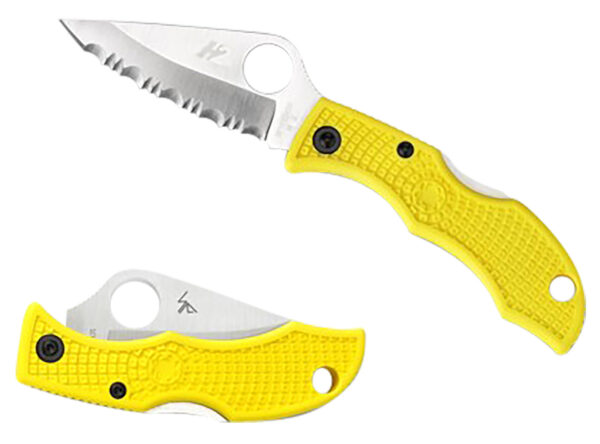 Spyderco LYLP3 Ladybug 3 Salt 1.94" Folding Plain Stonewashed H2 Steel Blade/Marine Yellow Bi-Directional Texturing FRN Handle — view 1