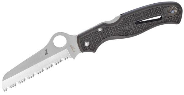 Spyderco C89SBK Atlantic Salt  3.69" Folding Sheepsfoot Serrated H1 Steel Blade Black Molded FRN Handle Includes Pocket Clip — view 1