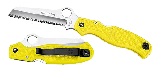 Spyderco C89SYL Atlantic Salt  3.69" Folding Sheepsfoot Serrated H2 Steel Blade, Yellow FRN Handle, Includes Pocket Clip — view 1