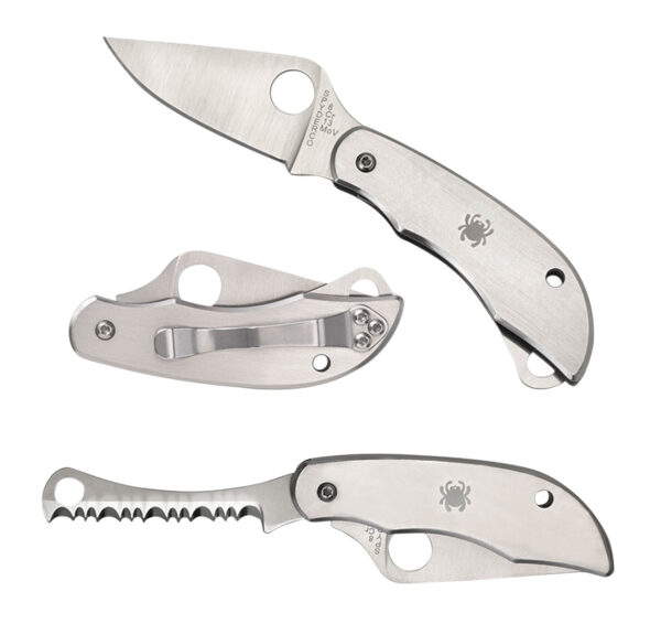 Spyderco C176P&S Clipitool  Silver Stainless Steel Folding 8Cr13MoV SS 4.57"/4.59" Long Part Serrated Blade Stainless Steel Handle Features Screwdriver/Opener — view 1